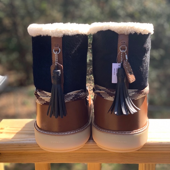 Coach Shearling Boot in Haircalf Black Sienna Sz 8 - Picture 3 of 7
